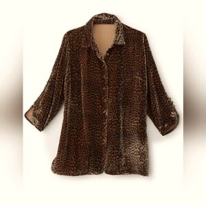 Soft Surroundings Leopard Silk Velvet top NWT